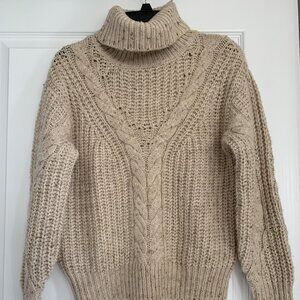 Cowl Necked Light Brown Knitted Sweater